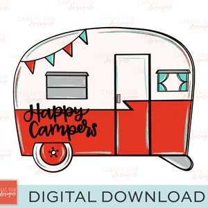 PLANTILLA: Plantilla de colgador de puerta Camper - Plantilla Happy Camper - Decoración de puerta DIY