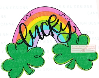 TEMPLATE: Lucky Rainbow Door Hanger Template - Spring - St. Patrick's Day - Rainbow door hanger - DIY door hanger