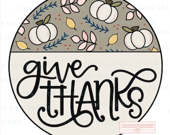 TEMPLATE: Fall BOHO Door Hanger Template - Give Thanks template - pumpkin door hanger - diy door hanger