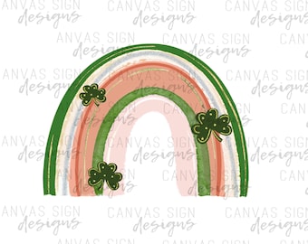 Rainbow Lucky Shamrock PNG file for sublimation printing,  Hand Drawn Clover - St Patrick's Day Glitter