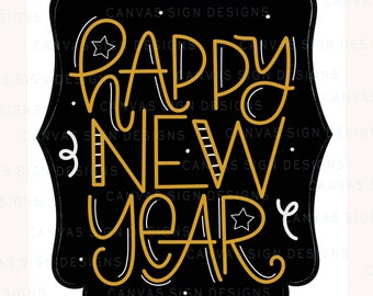 TEMPLATE - Happy New Year Door Hanger Template - New Years template -  DIY door hanger