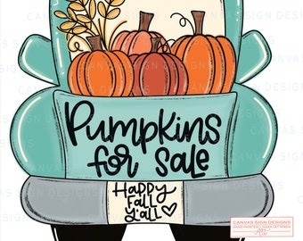 TEMPLATE: Fall Truck Door Hanger Template - Pumpkin template - Fall template - DIY door hanger