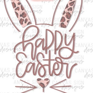 Fichier Bunny Happy Easter PNG pour l’impression par sublimation, Pink Cheetah Leopard | | d’images clipart Téléchargement numérique