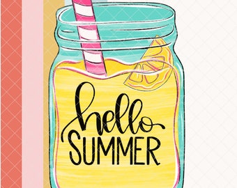 TEMPLATE: Hello Summer Door Hanger Template | Front Door Decor | LAYERED svg | summer | hand lettered