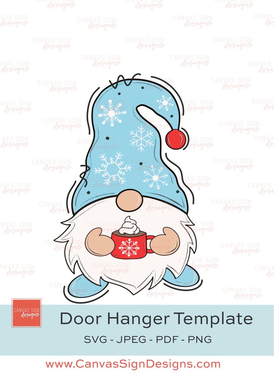 TEMPLATE: Gnome Door Hanger Template - Winter Gnome Door Hanger ...