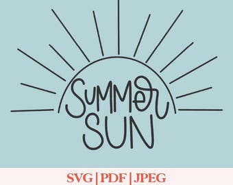 Summer Sun SVG PNG JPG | Summer Cut Files Digital Download
