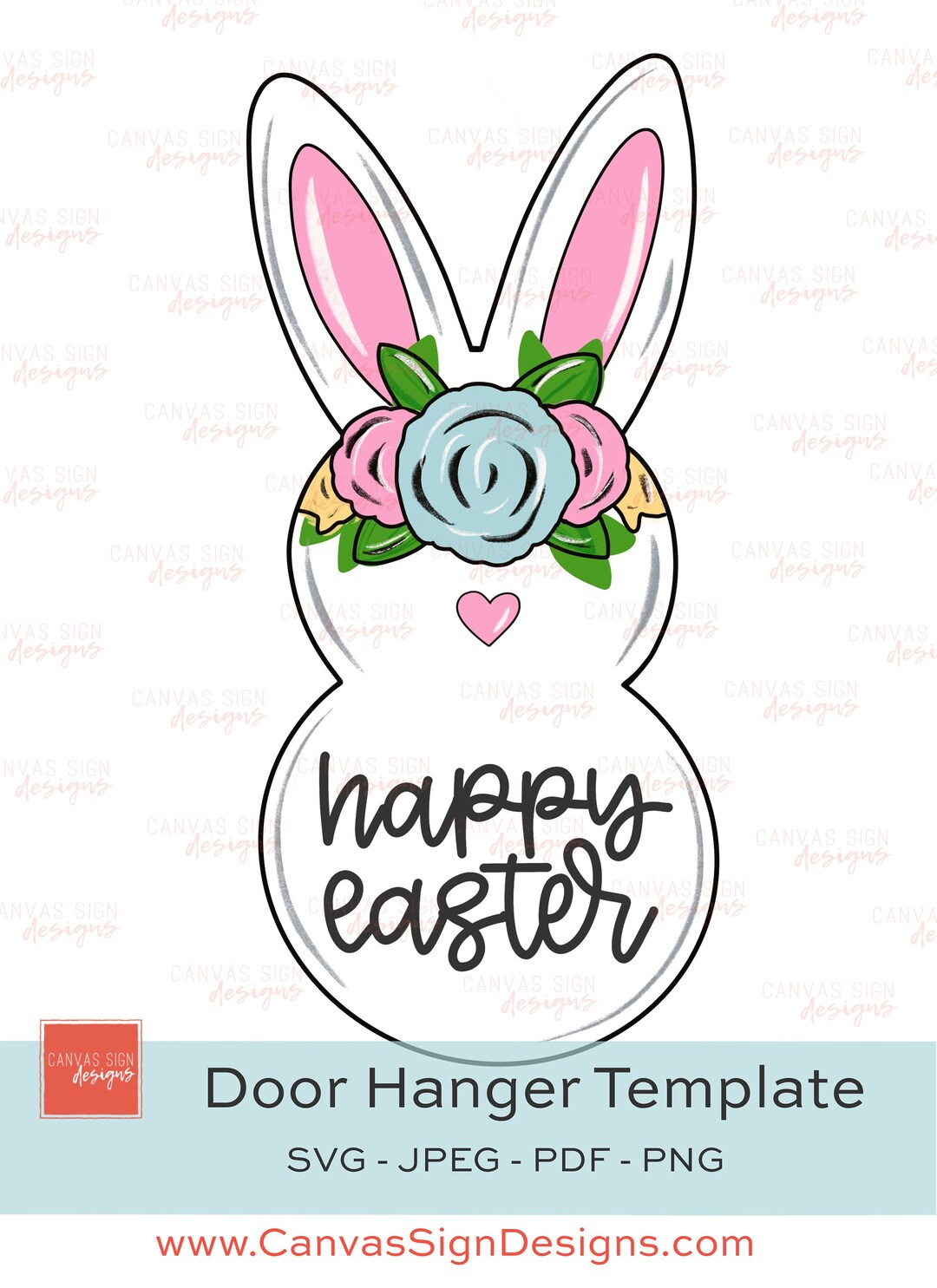 TEMPLATE: Bunny Door Hanger Template - DIY Easter Decor - LAYERED Svg ...