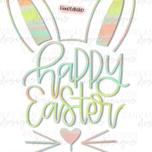 Bunny Happy Easter PNG file for sublimation printing, Rainbow  | Clip Art | Digital Download