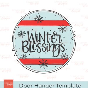 TEMPLATE: Winter Blessings Door Hanger Template  - Winter Door Hanger Template - Snowflake Template - DIY Door Decor