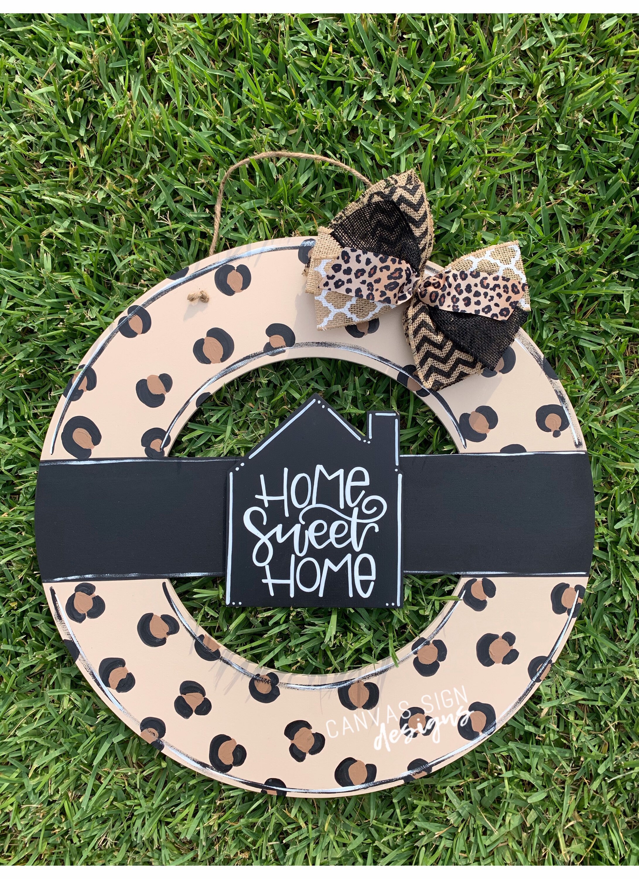 Leopard Print Round Door Hanger Wreath With Interchangeable Etsy