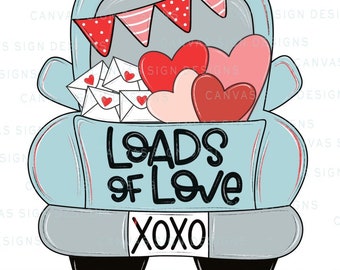 Love Truck Door Hanger Template - Valentine's Day Truck - Heart Truck Sign - XOXO - Hand lettered