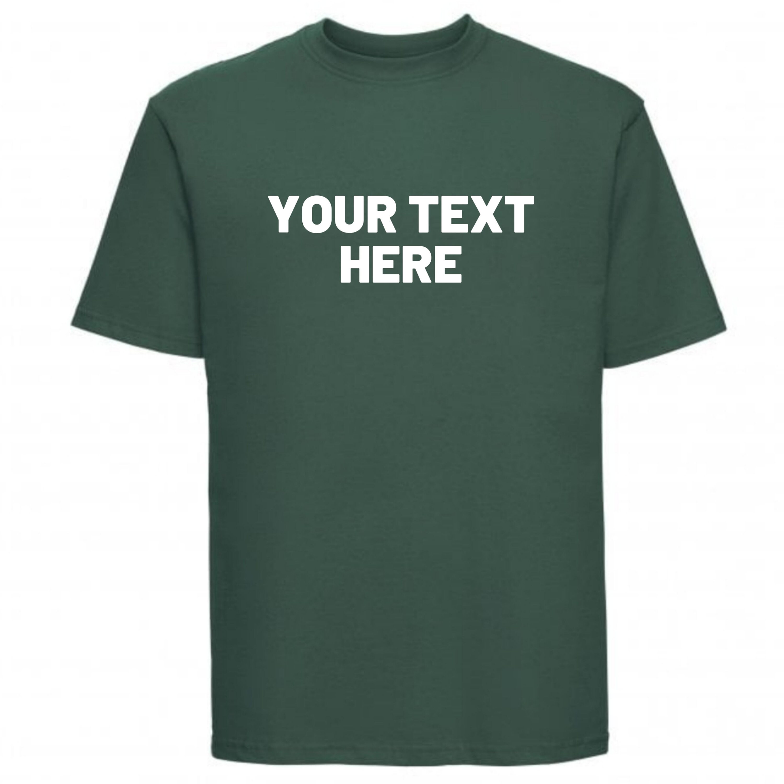 Image of Men's Personalise Tshirt Customise Add Text Logo Dark Green Tee