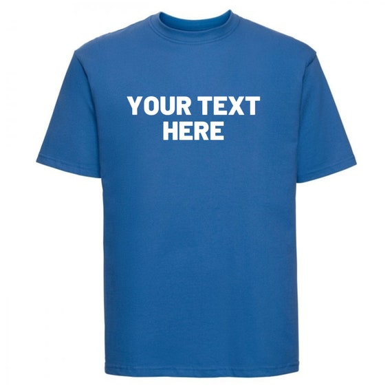 Men's Personalise TShirt Customise Add Text Logo Blue Tee | Etsy