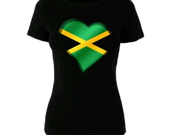 Women's Love Jamaica T/Shirt Ladies Hip Hop Tee Cute Top