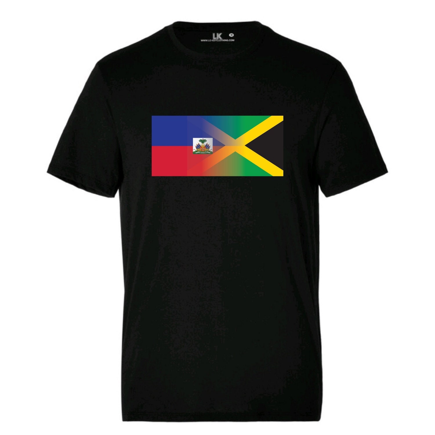 Image of Men's Haitain Jamaican Mixed Heritage Flag T/Shirt | Nationality