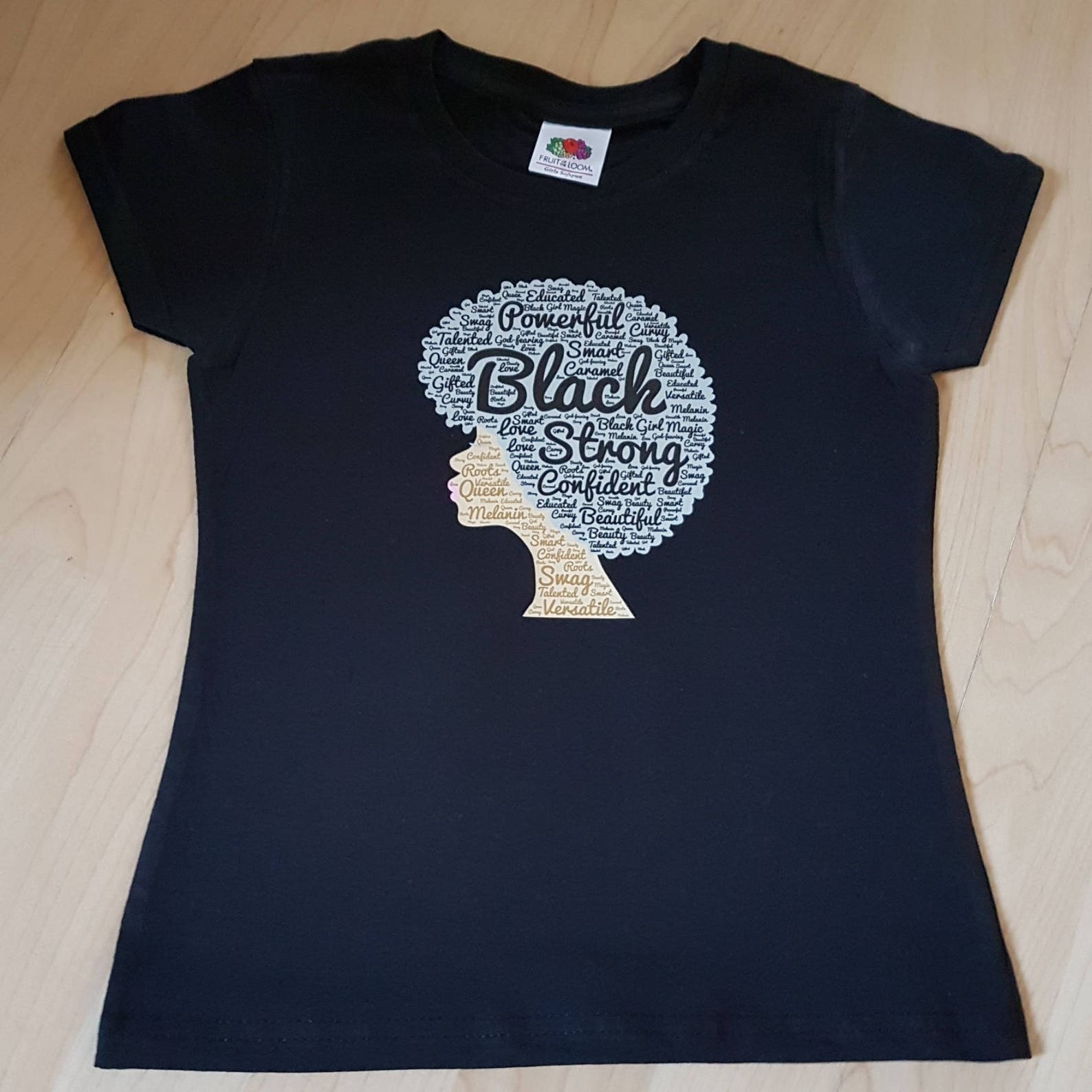 Women's Black Afro Head TShirt Mixed Race Tee Black Etsy