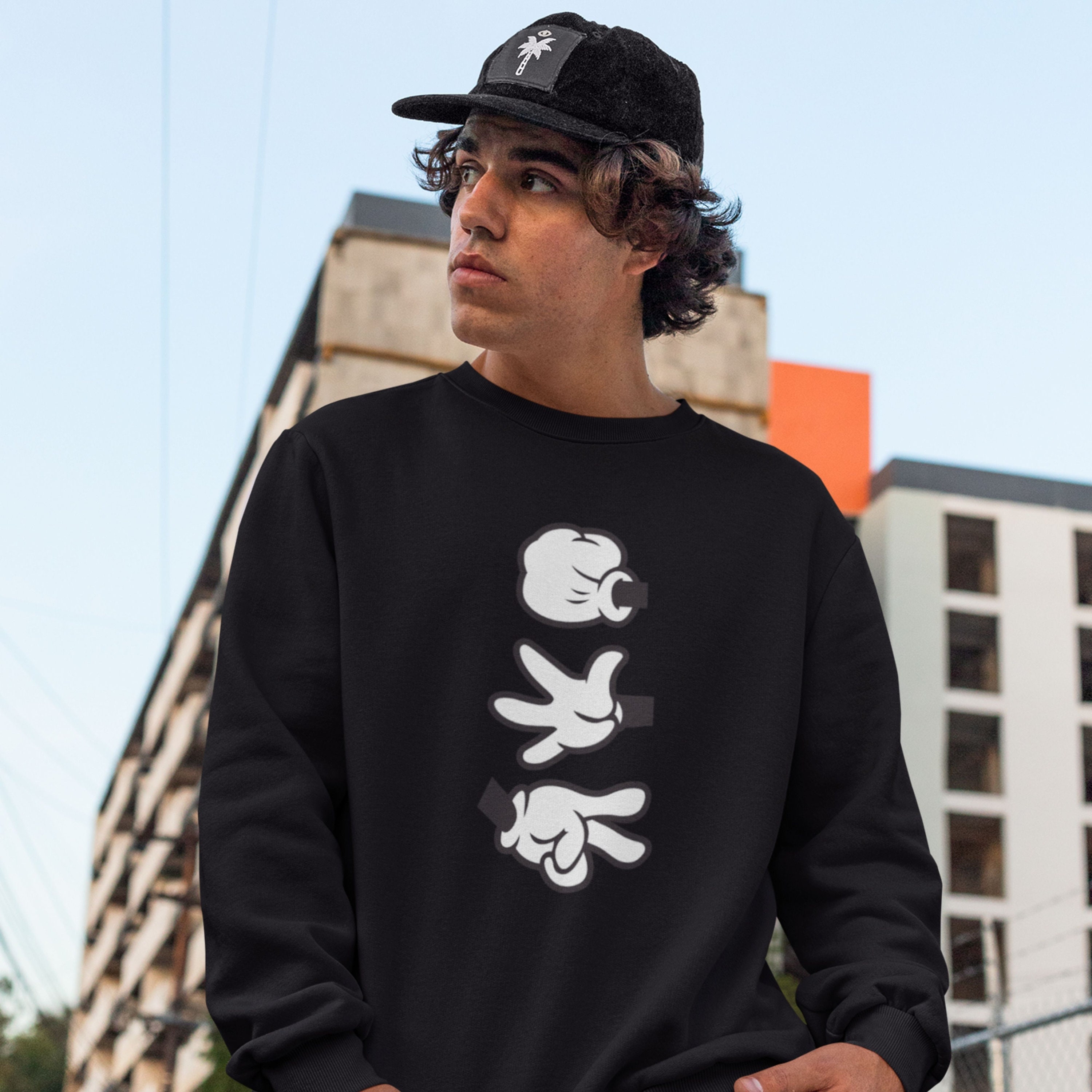 mickey mouse rock paper scissors sweatshirt