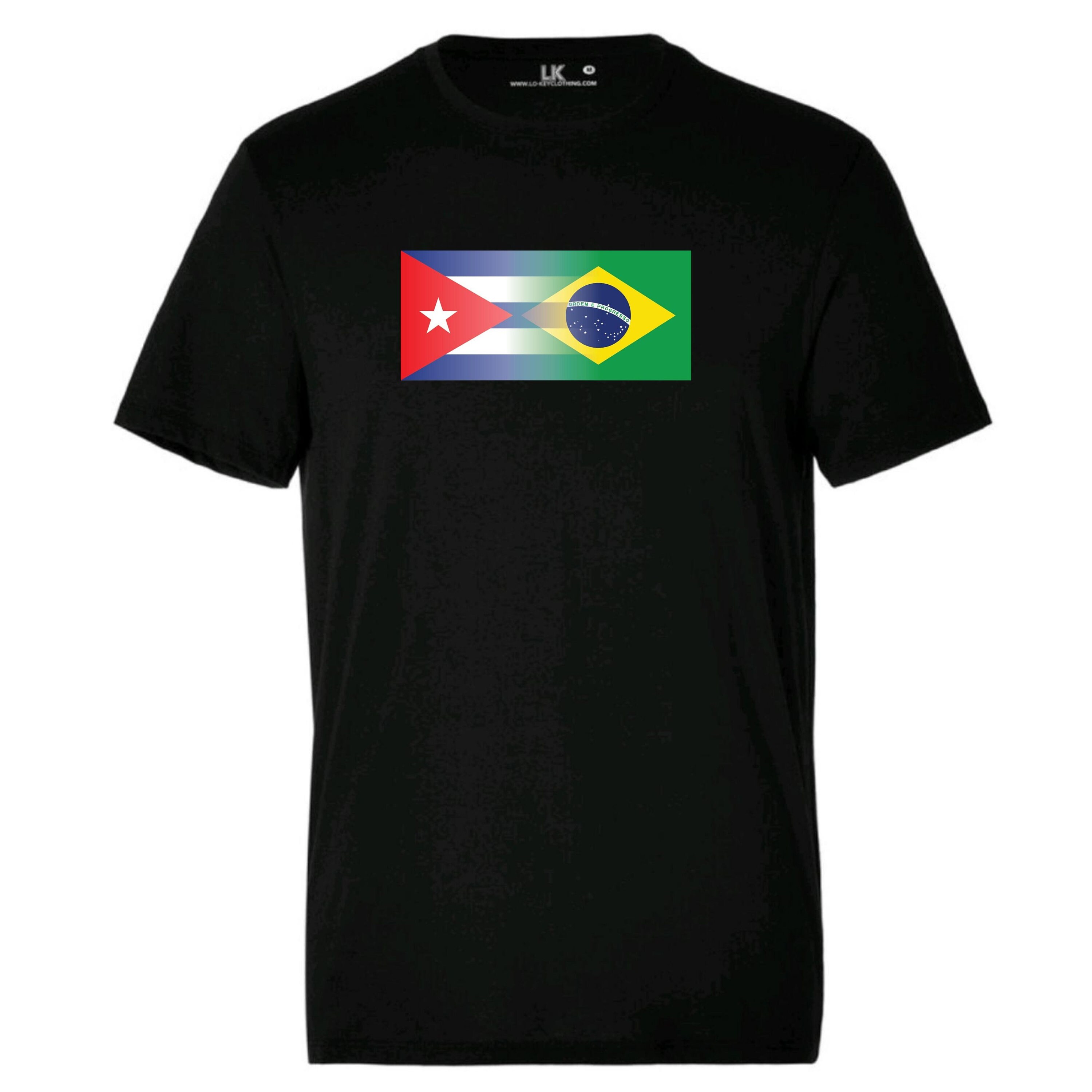 Image of Men's Cuban & Brazil Flag T/Shirt | Mixed Heritage Nationality