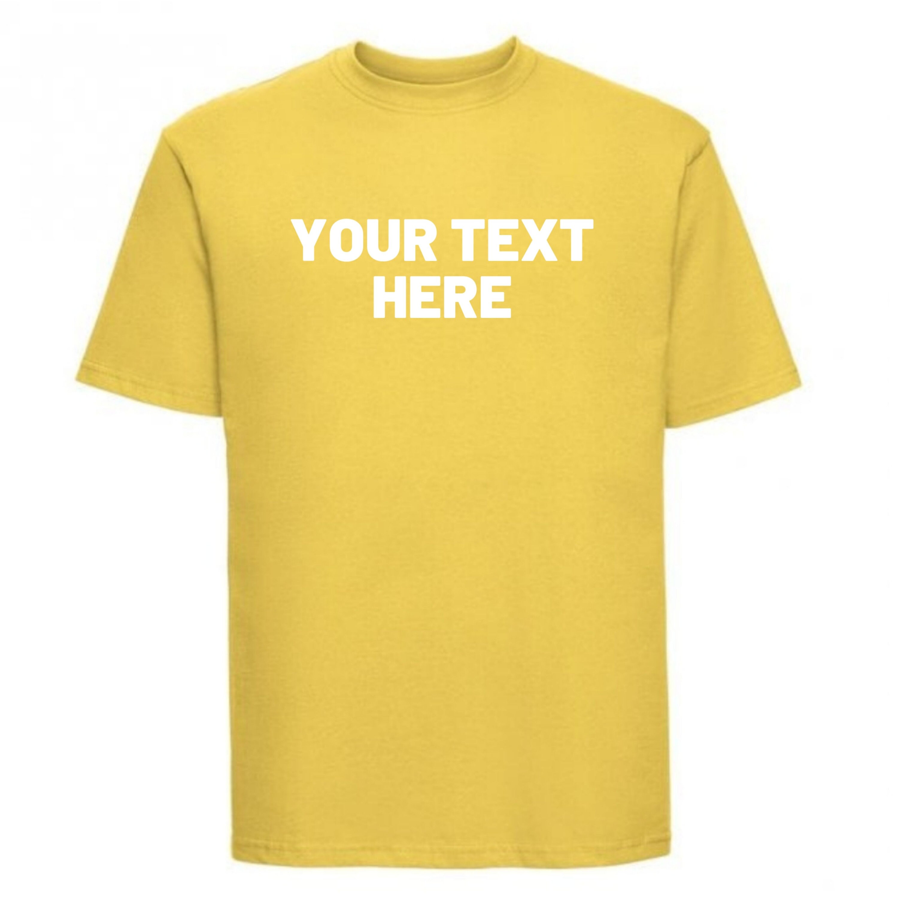 Image of Men's Personalise Tshirt | Customise Tee Add Text Logo Yellow