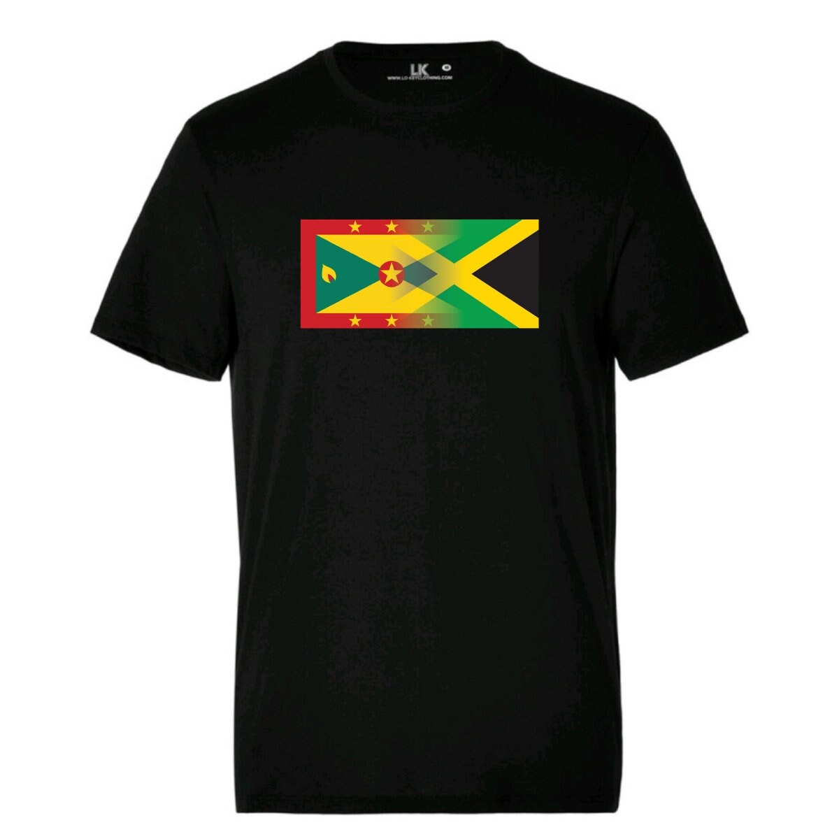 Image of Men's Grenada & Jamaica Mixed Heritage Flag T/Shirt Two Nations Nationalities