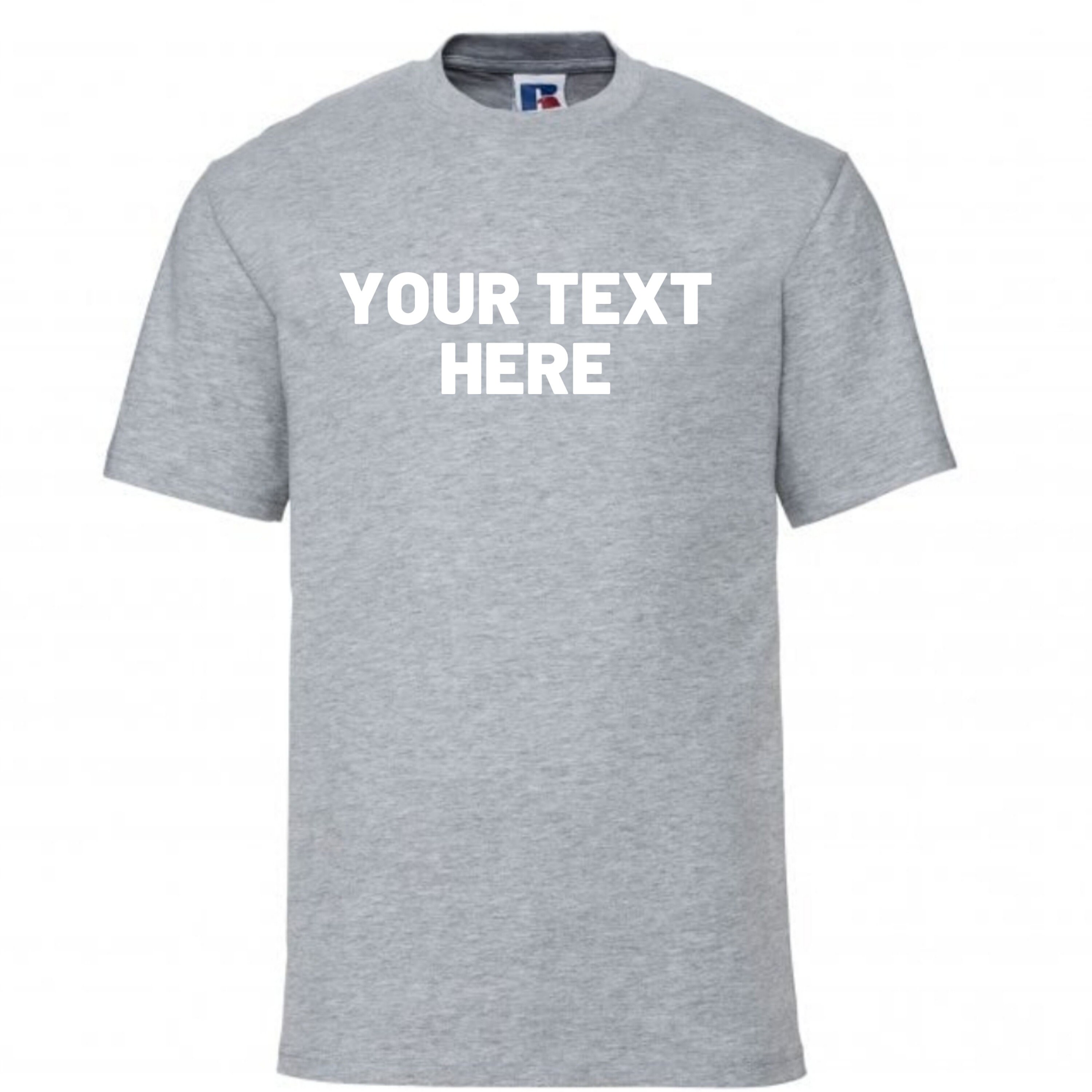 Image of Men's Personalise Tshirt | Customise Tee Add Text Logo Grey