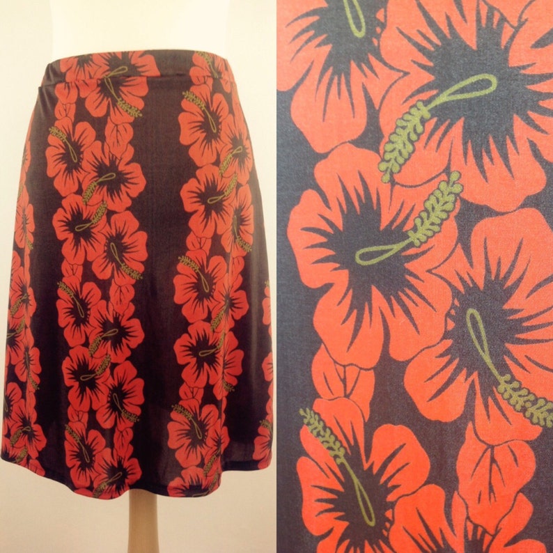 Retro Skirt 70s Style Lycra Skirt Northern Soul Size 6 8 UK Vintage 90s Orange Brown Poppy Skirt