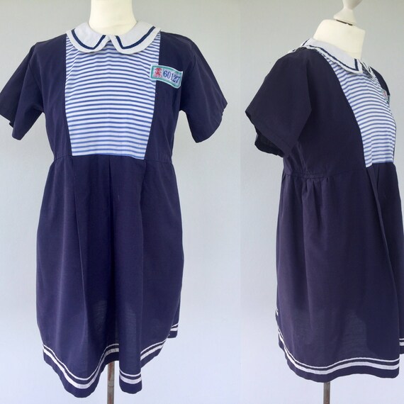 vintage sailor dress japanese school uniform fancy dress blue dress  japanese anime costume dress nautical dress size 10 12 uk