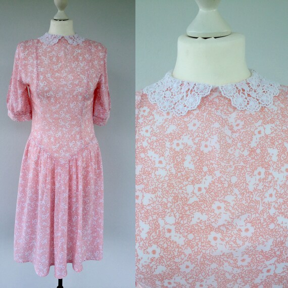 pink dress with white flowers