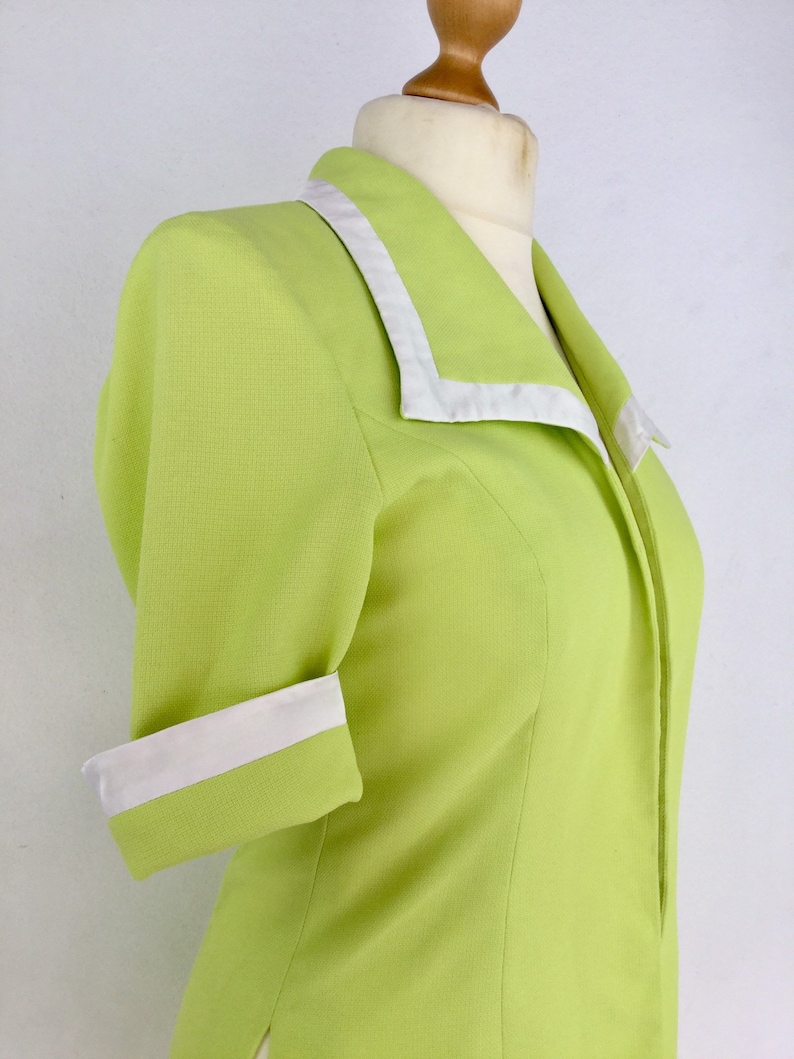 Overshirt Jacket Vintage 90s Ladies Lime Green 12 Sleeve Fitted Blazer Size 14 UK