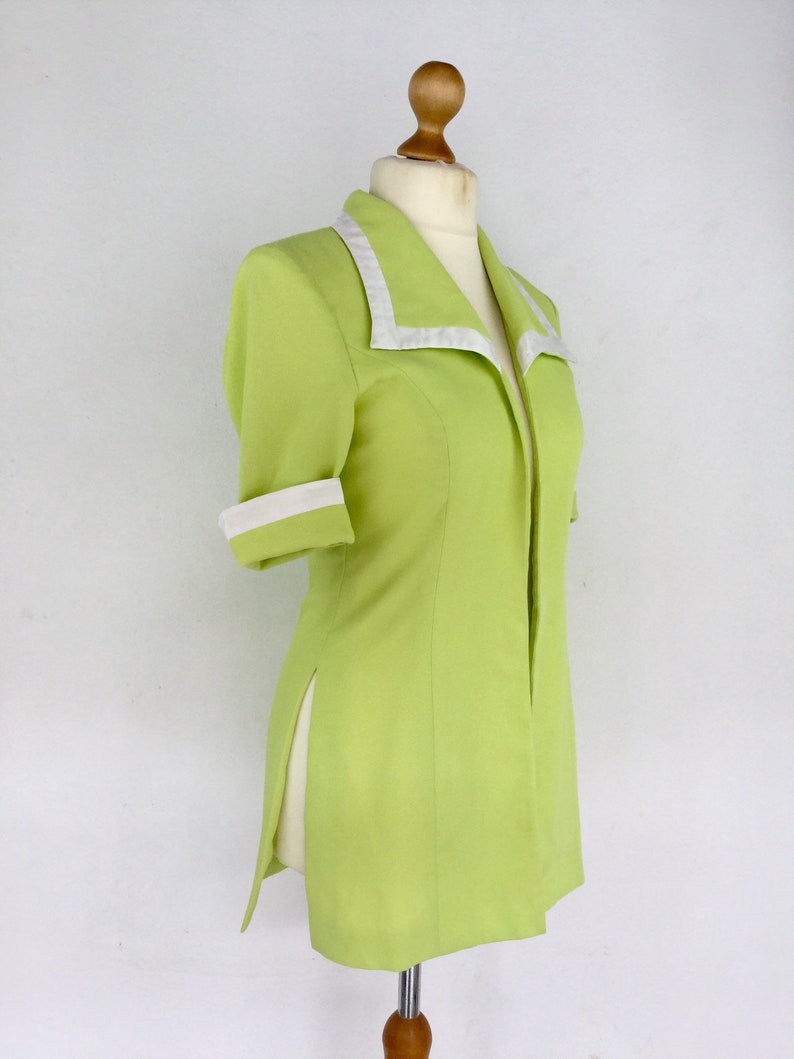 Overshirt Jacket Vintage 90s Ladies Lime Green 12 Sleeve Fitted Blazer Size 14 UK