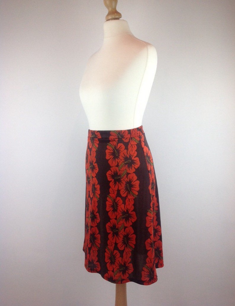 Retro Skirt 70s Style Lycra Skirt Northern Soul Size 6 8 UK Vintage 90s Orange Brown Poppy Skirt