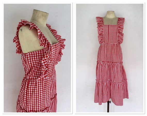red and white check dress