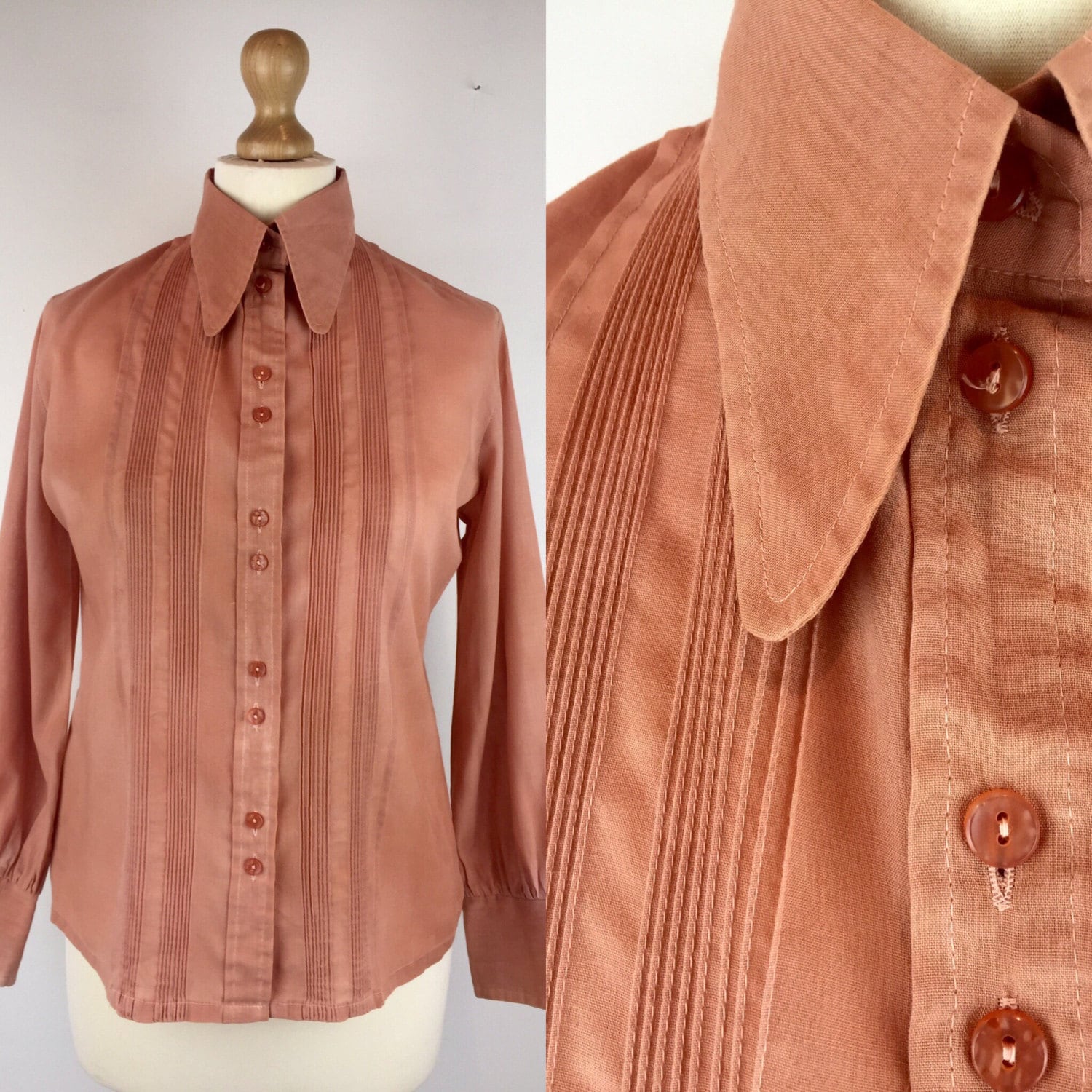 Vintage 70s Shirt Flared Collar Retro Blouse Northern Soul | Etsy