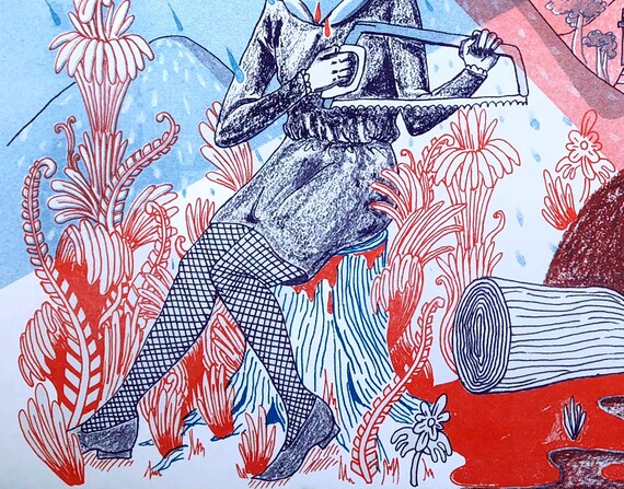 Original 3 Color Risograph Print Unframed Arrival