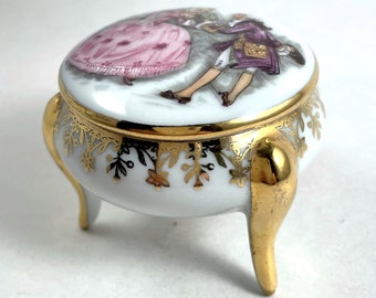 Limoges Fraganond Trinket Box w/Legs, Signed D. Leclair, 1950’s Vintage