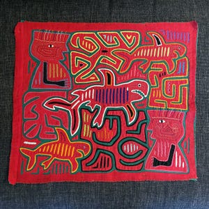 Shark & Shaman Mola, Kuna Tribe Textile Art, Panama, 1970’s Vintage