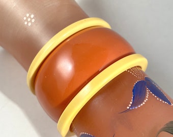 Bakelite Bangle Stack (Orange & Yellow), 1950’s Vintage