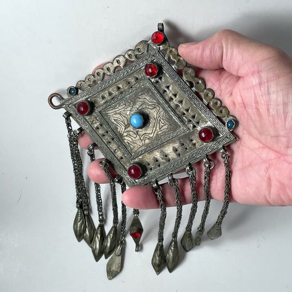 Bedouin Silver Body Jewelry, Tekke Turkmen Amulet… - image 1