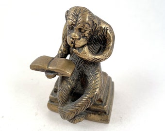 Cast Bronze Monkey Paperweight, Study Pose, 1970’s Vintage