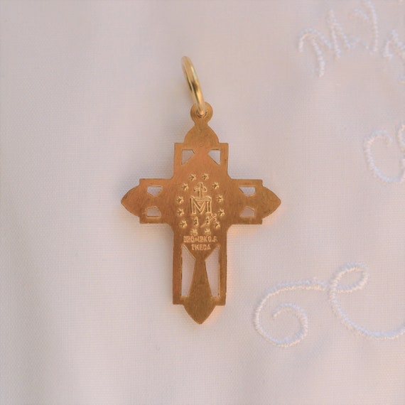 Miraculous Medal Cross, Christian Cross pendant, … - image 2