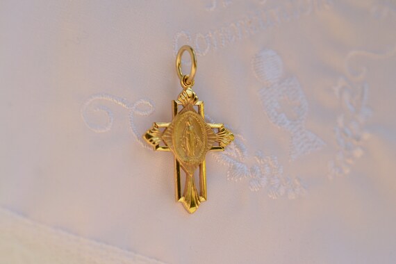 Miraculous Medal Cross, Christian Cross pendant, … - image 4