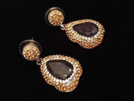 Single drop gem and crystal earrings | Etsy