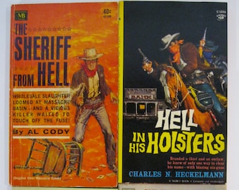 4 WESTERN PULP paperbacks. Hellions! Cowboys! BANDITS. Dudes!