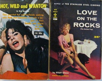 6 Pulp Fiction novels. HOT, WILD and WANTON. Mystery! Murder! Femme Fatales!