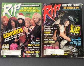 RIP magazine 1990 lot AEROSMITH, KISS, MoTLEY CRuE, WHiTESNAKE, WoLFSBANE, FaSTER PuSSYCAT