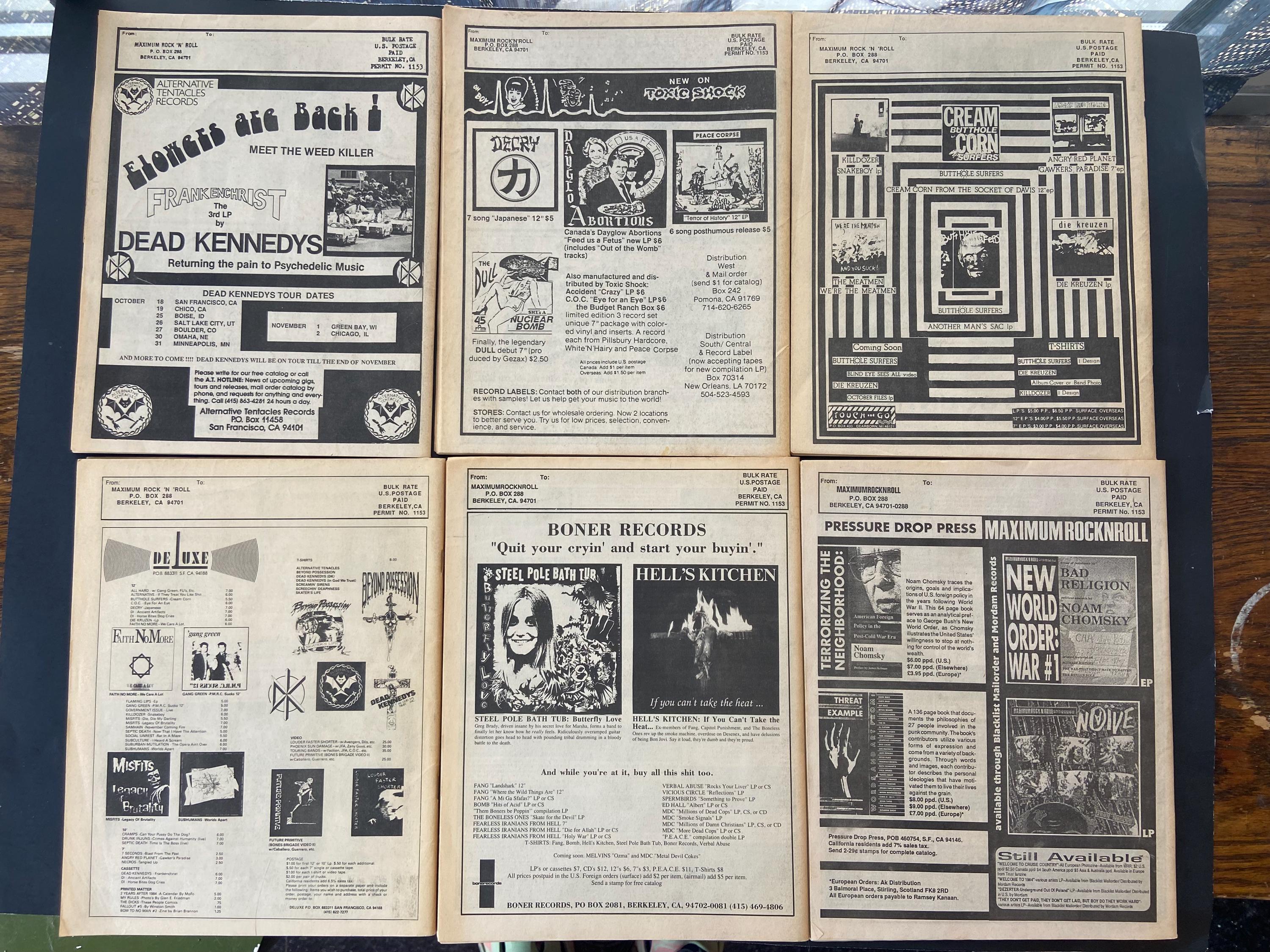 MAXIMUM Rocknroll Punk Zine Lot Issues #30, 32, 33, 34, 73