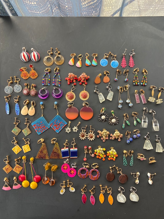 Vintage no pierce earrings clip on earrings 52 pa… - image 1