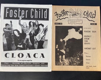 Foster Child Fanzine lot issues #11 summer of 1992 and #14 1993 featuring Radio Birdman, Guided by Voices, Bad Religion, Cloaca, Vacant Lot