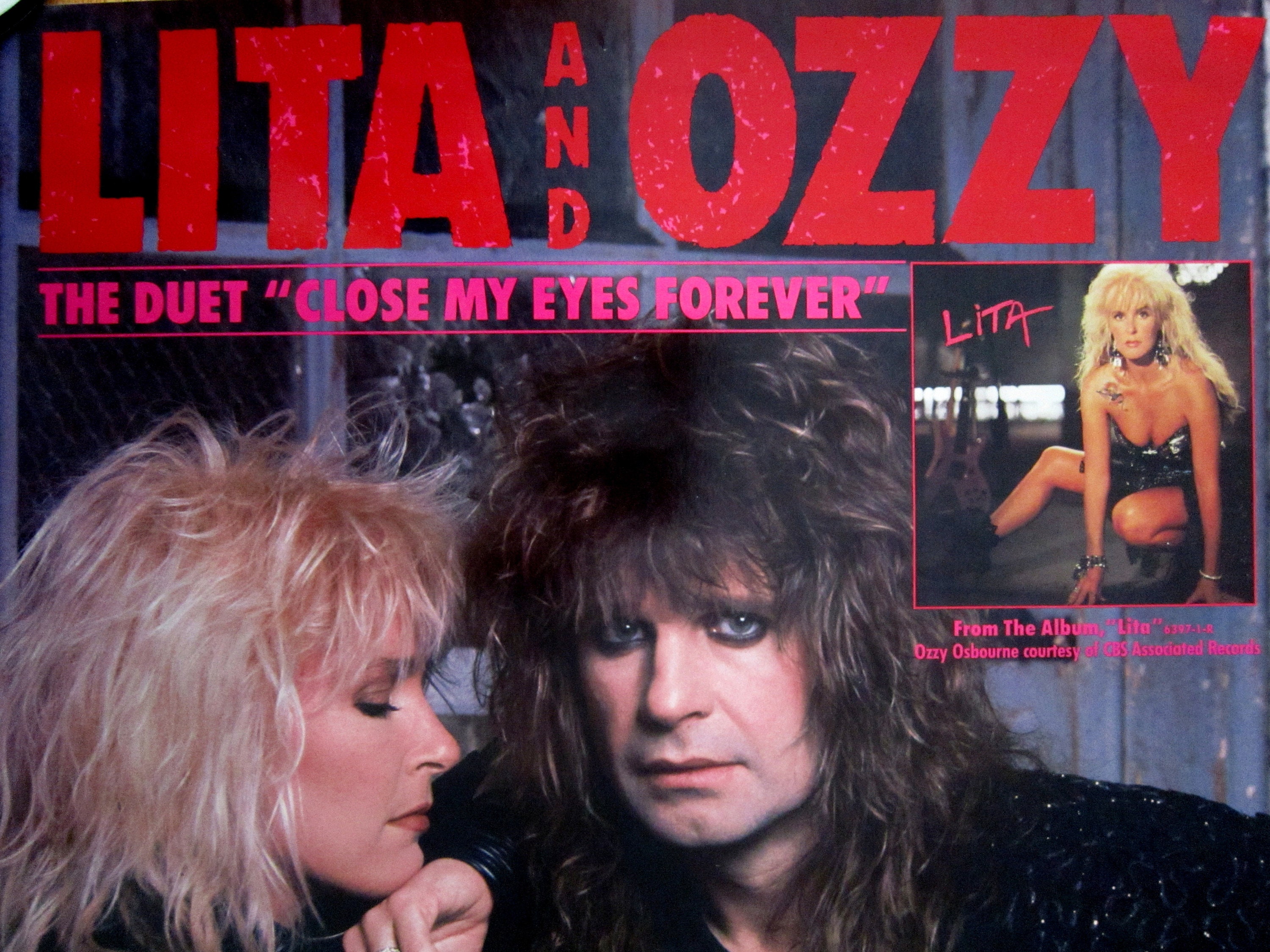LITA Ford & OZZY Osbourne PROMO Poster Close My Eyes Forever