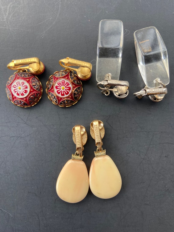 Vintage no pierce earrings clip on earrings 52 pa… - image 9